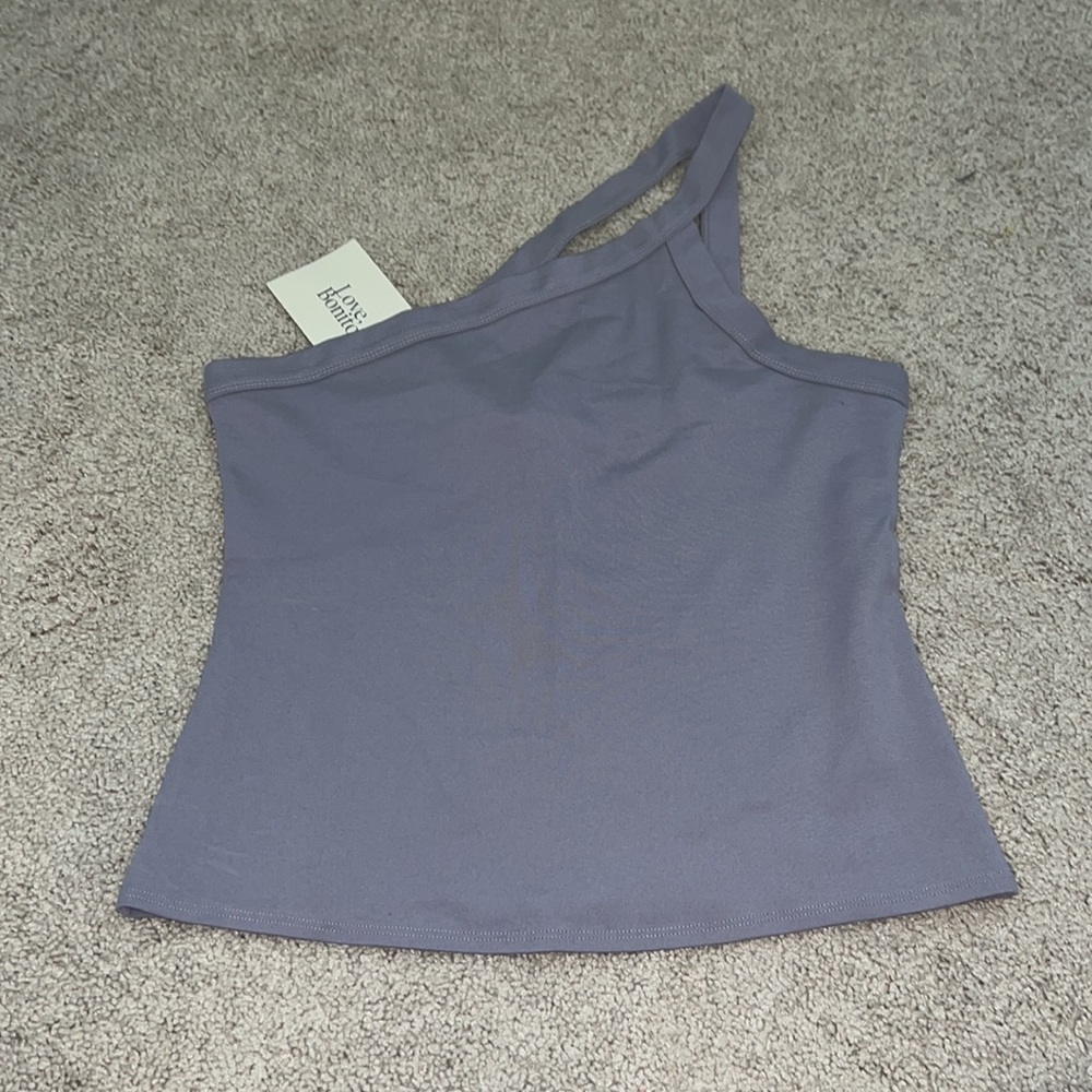 NWT Love Bonito one Shoulder tank purple gray Size Large